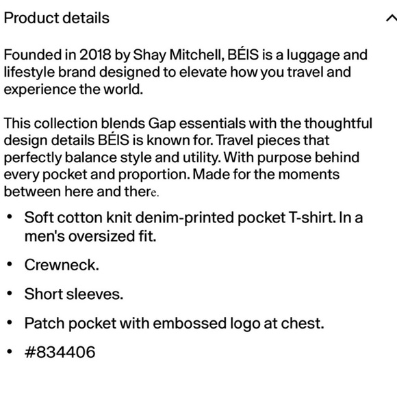 Gap × BÉIS Knit Denim Pocket T-Shirt NWT Size S/M - Picture 9 of 13